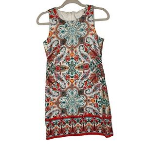 London Times white sundress with multi color paisley pattern. Size 2‎